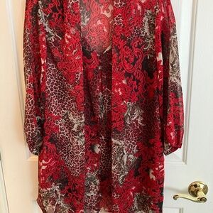 Blouse, Christopher & Banks, XL, red black & grey print